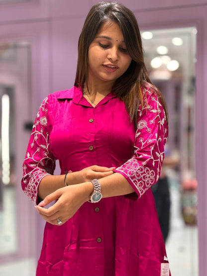 SHAGUN FASHION – Stylish Embroidered Short Kurti with Matching Pant Co-ord Set