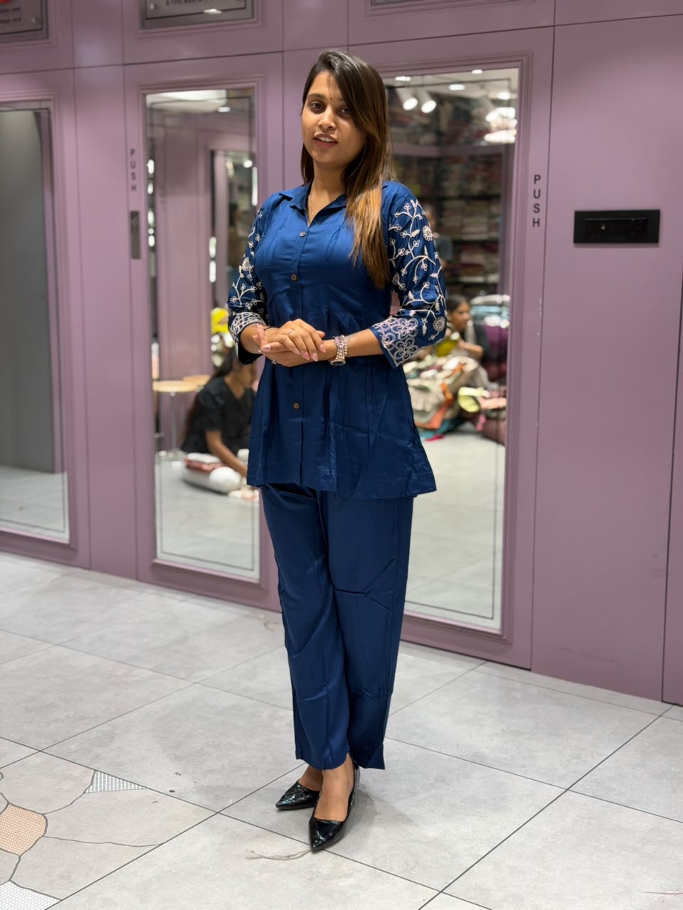 SHAGUN FASHION – Stylish Embroidered Short Kurti with Matching Pant Co-ord Set
