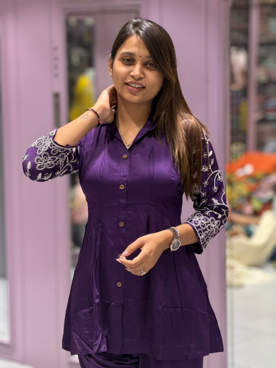 SHAGUN FASHION – Stylish Embroidered Short Kurti with Matching Pant Co-ord Set
