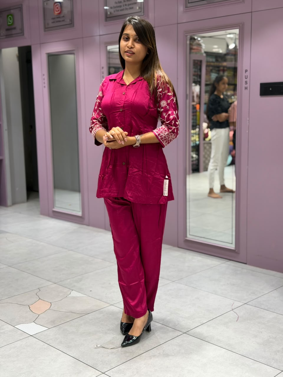 SHAGUN FASHION – Stylish Embroidered Short Kurti with Matching Pant Co-ord Set
