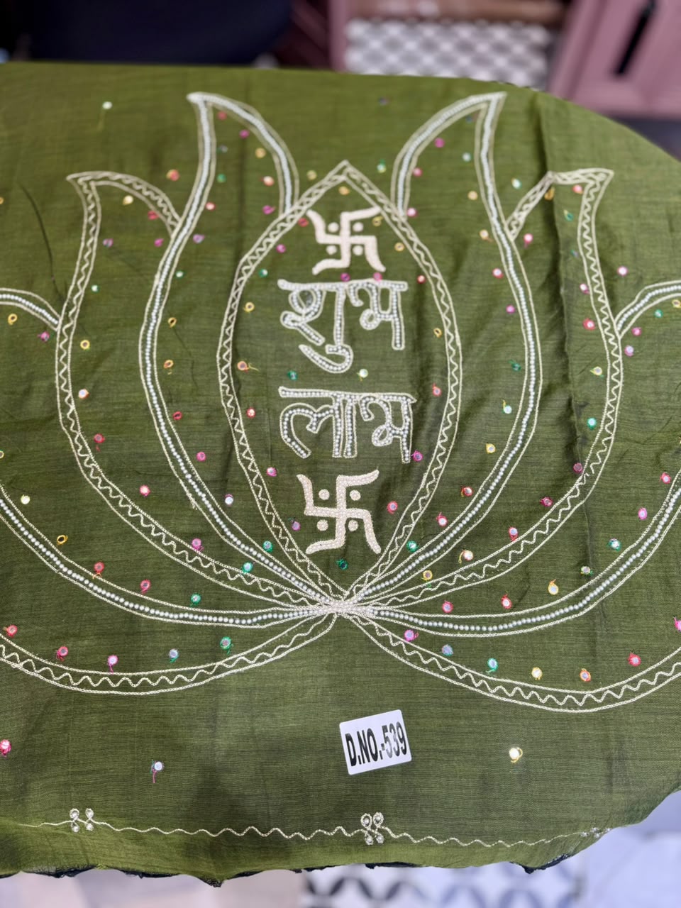 SHAGUN FASHION Premium Handwork Dupatta with Auspicious "Shubh Labh" Embroidery