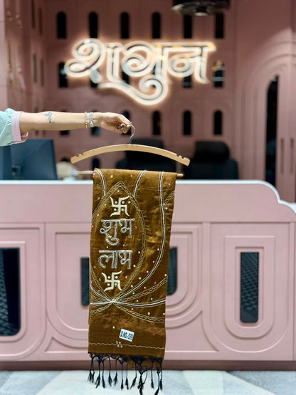 SHAGUN FASHION Premium Handwork Dupatta with Auspicious "Shubh Labh" Embroidery