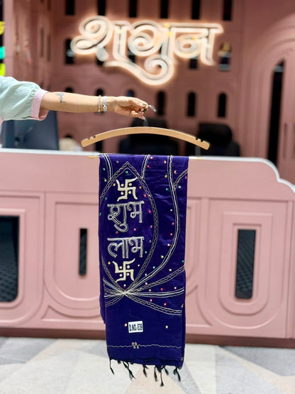 SHAGUN FASHION Premium Handwork Dupatta with Auspicious "Shubh Labh" Embroidery