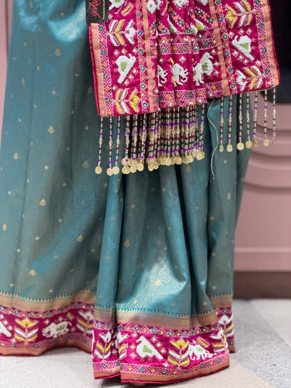 Royal Patola & Hand-Beaded Heavy Work Festive Saree