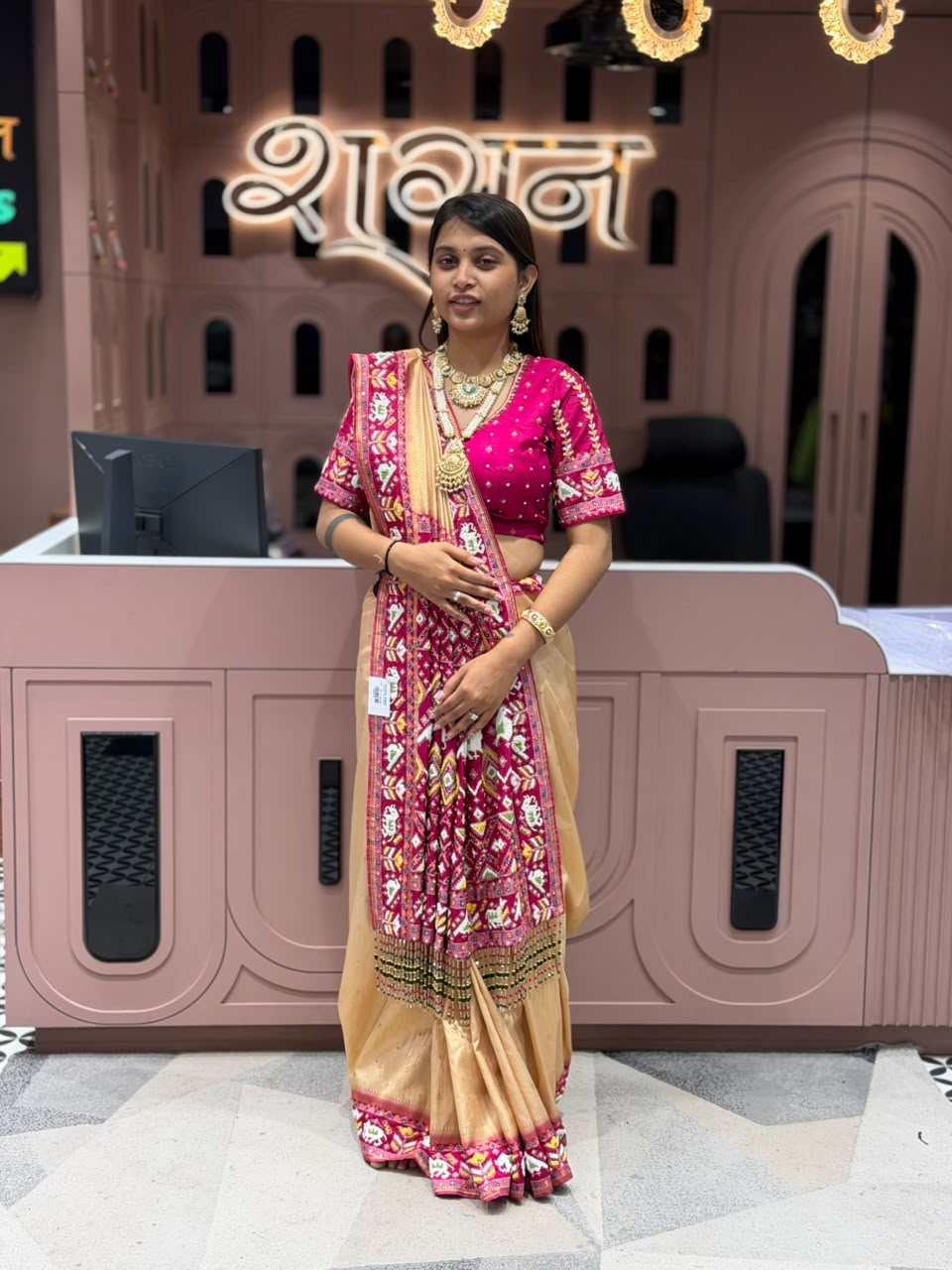 Royal Patola & Hand-Beaded Heavy Work Festive Saree