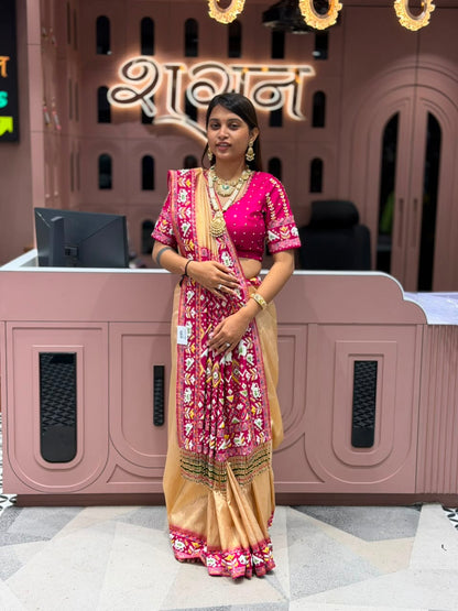 Royal Patola & Hand-Beaded Heavy Work Festive Saree