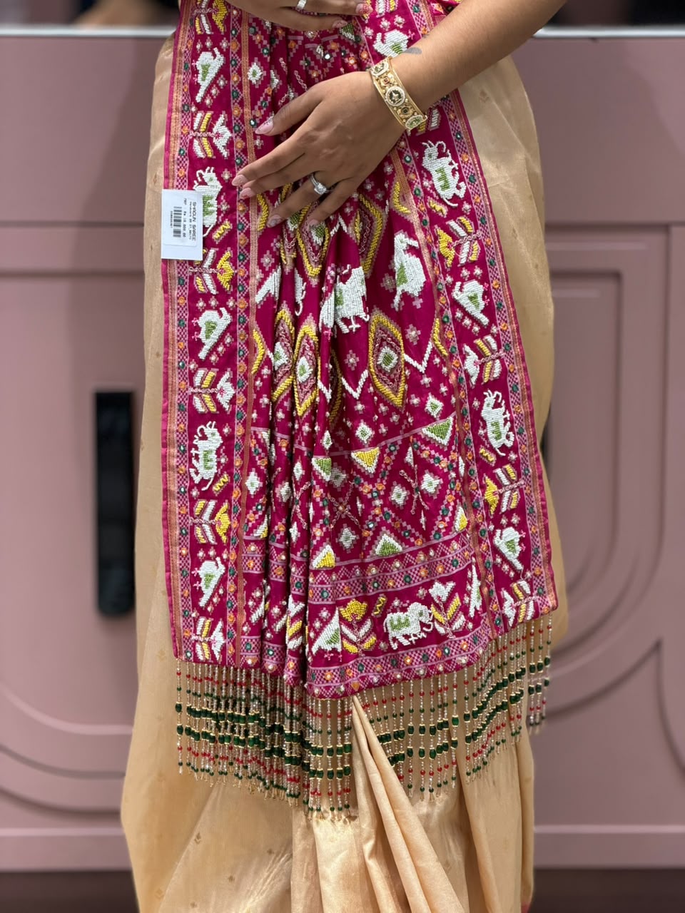 Royal Patola & Hand-Beaded Heavy Work Festive Saree