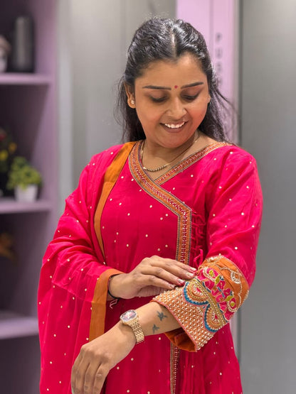 SHAGUN FASHION Traditional Angrakha Kurti Set with Dupatta