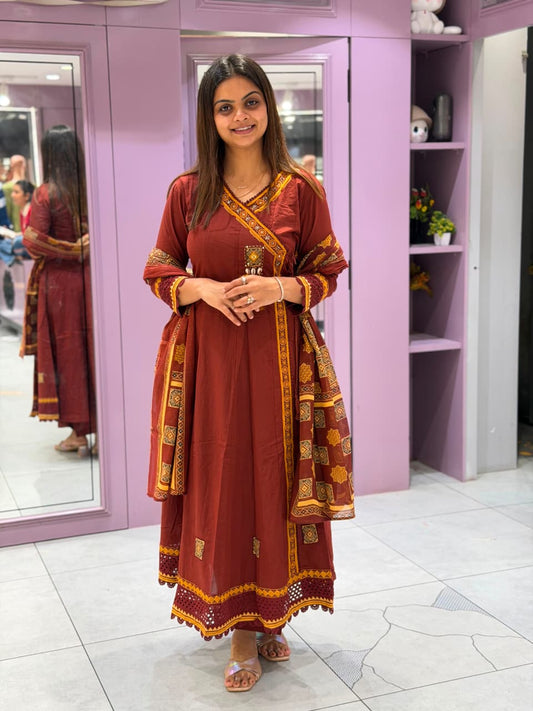 SHAGUN FASHION Traditional Angrakha Kurti Set with Dupatta