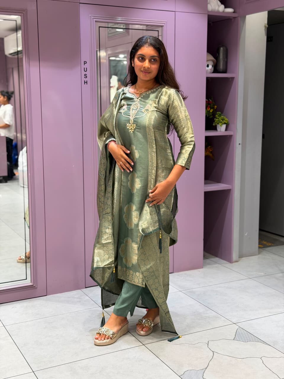 SHAGUN FASHION Premium Designer Silk Kurti Set with Banarasi Dupatta