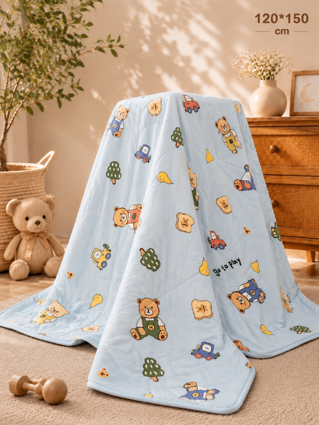SHAGUN FASHION Ultra Soft Baby Quilt Blanket (120x150 cm) – Cute Cartoon Printed AC Dohar & Sleeping Blanket for Kids