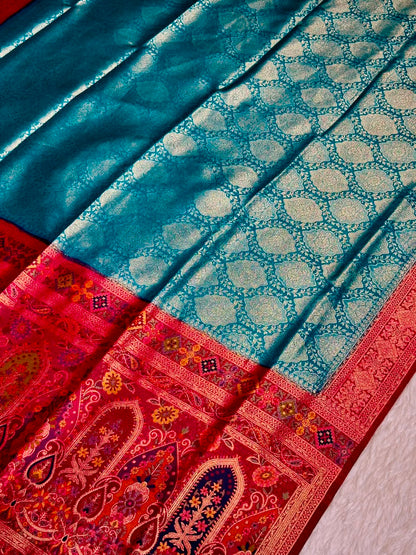 SHAGUN FASHION Exclusive Soft Banarasi Silk Saree with Rich Minakari Paisley Weaving & Contrast Jacquard Blouse