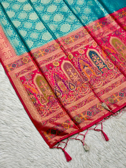 SHAGUN FASHION Exclusive Soft Banarasi Silk Saree with Rich Minakari Paisley Weaving & Contrast Jacquard Blouse