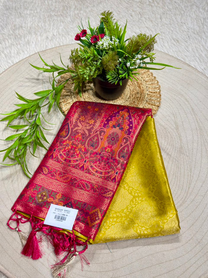 SHAGUN FASHION Exclusive Soft Banarasi Silk Saree with Rich Minakari Paisley Weaving & Contrast Jacquard Blouse