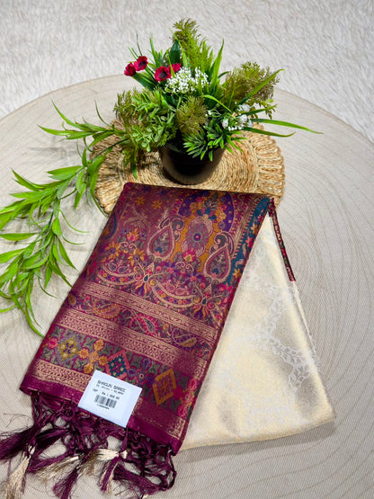 SHAGUN FASHION Exclusive Soft Banarasi Silk Saree with Rich Minakari Paisley Weaving & Contrast Jacquard Blouse