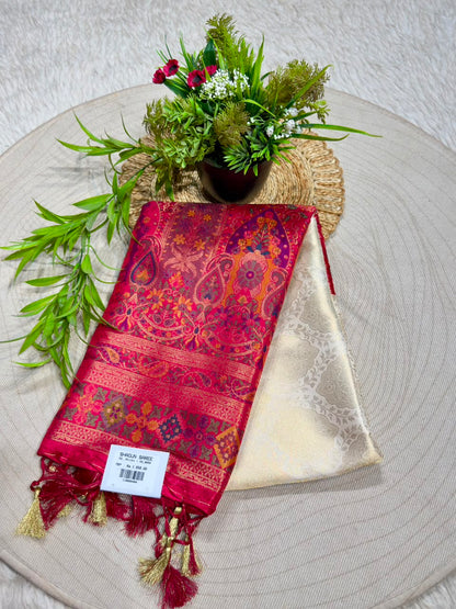 SHAGUN FASHION Exclusive Soft Banarasi Silk Saree with Rich Minakari Paisley Weaving & Contrast Jacquard Blouse