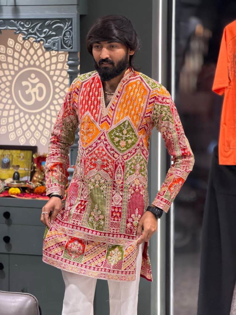 Designer Heavy Sequence Work Men's Short Kurta Collection by SHAGUN FASHION