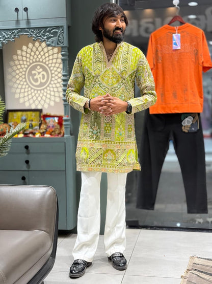 Designer Heavy Sequence Work Men's Short Kurta Collection by SHAGUN FASHION