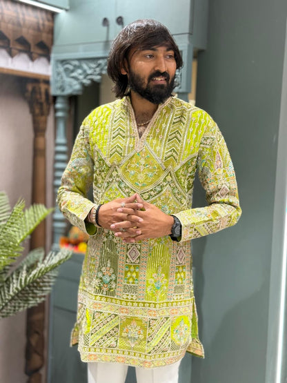 Designer Heavy Sequence Work Men's Short Kurta Collection by SHAGUN FASHION