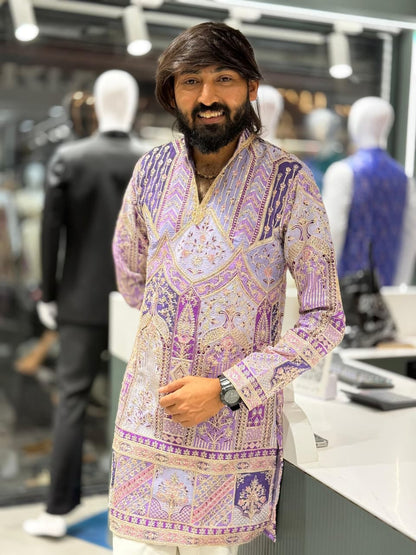 Designer Heavy Sequence Work Men's Short Kurta Collection by SHAGUN FASHION