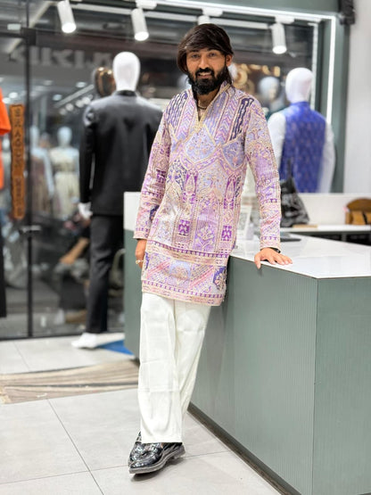 Designer Heavy Sequence Work Men's Short Kurta Collection by SHAGUN FASHION