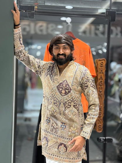 Designer Heavy Sequence Work Men's Short Kurta Collection by SHAGUN FASHION