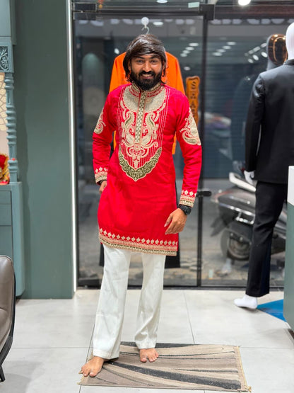 Men's Premium Heavy Embroidery Short Kurta Set by SHAGUN FASHION – Exclusively on zankhi.in