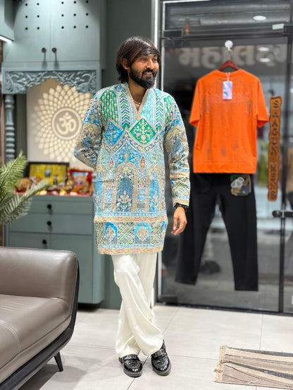 Designer Heavy Sequence Work Men's Short Kurta Collection by SHAGUN FASHION