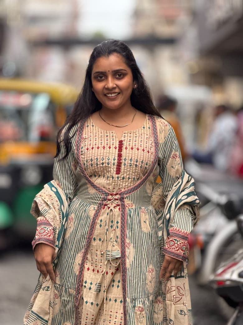 Premium Cotton Printed 3-Piece Kurti Set with Jacket Style Front Dori Tie-Up | SHAGUN FASHION