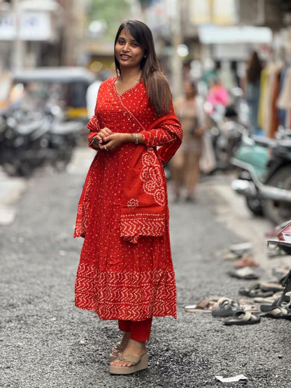 SHAGUN FASHION Exclusive Designer Bandhani Anarkali Suit Set – Available on zankhi.in