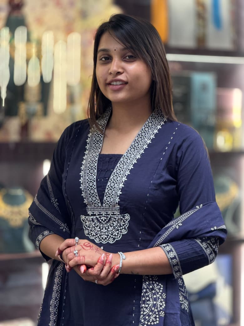 Premium Cotton Heavy Embroidery Work Kurti Pant Dupatta Set | SHAGUN FASHION