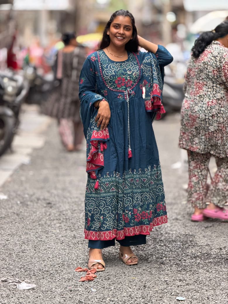 Designer Bandhani Print Anarkali Kurti Set with Dupatta – SHAGUN FASHION
