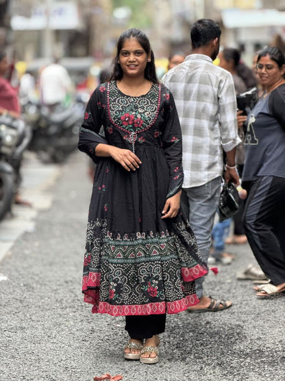 Designer Bandhani Print Anarkali Kurti Set with Dupatta – SHAGUN FASHION