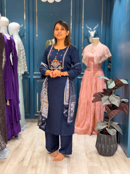 SHAGUN FASHION Premium Designer Embroidery Kurti Set with Printed Dupatta | Available on zankhi.in