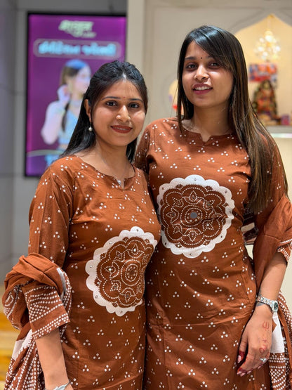 Traditional Bandhani Print Cotton Kurti Set with Dupatta – SHAGUN FASHION