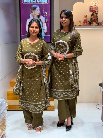 Traditional Bandhani Print Cotton Kurti Set with Dupatta – SHAGUN FASHION