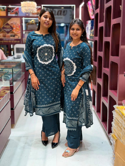Traditional Bandhani Print Cotton Kurti Set with Dupatta – SHAGUN FASHION