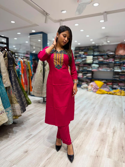 SHAGUN FASHION Premium Designer Embroidery Kurti & Pant Set