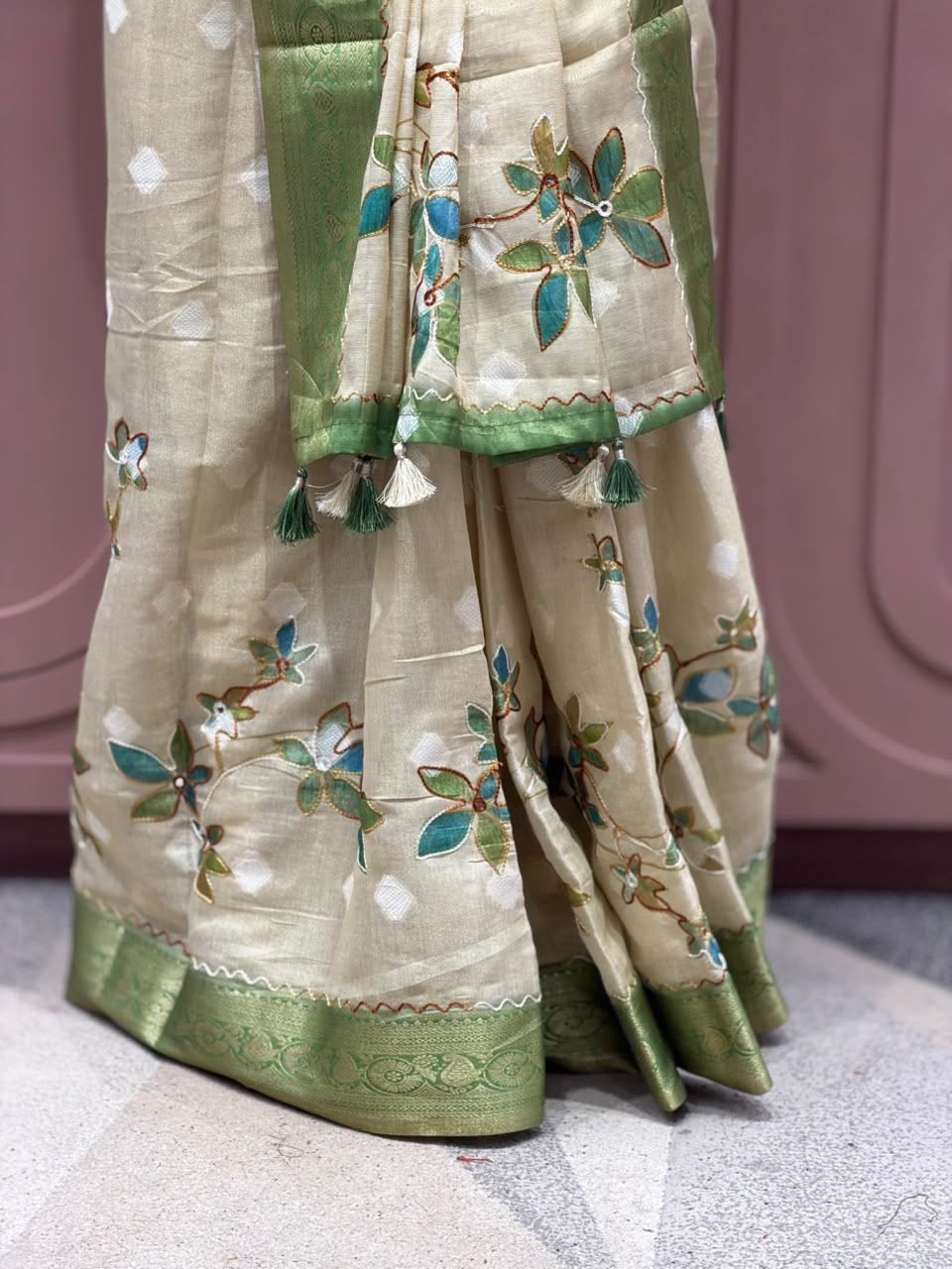 Product Title: Premium Hand-Painted Organza Silk Saree Collection | Exclusively by SHAGUN FASHION on zankhi.in