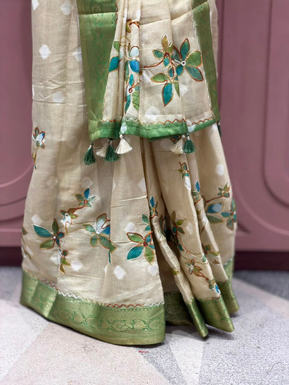Product Title: Premium Hand-Painted Organza Silk Saree Collection | Exclusively by SHAGUN FASHION on zankhi.in