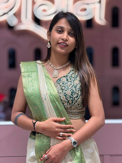 Product Title: Premium Hand-Painted Organza Silk Saree Collection | Exclusively by SHAGUN FASHION on zankhi.in