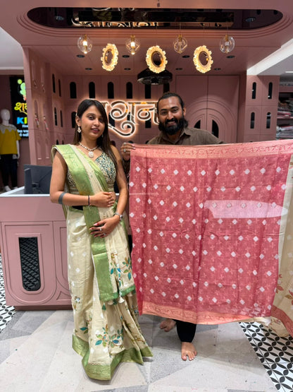 Product Title: Premium Hand-Painted Organza Silk Saree Collection | Exclusively by SHAGUN FASHION on zankhi.in