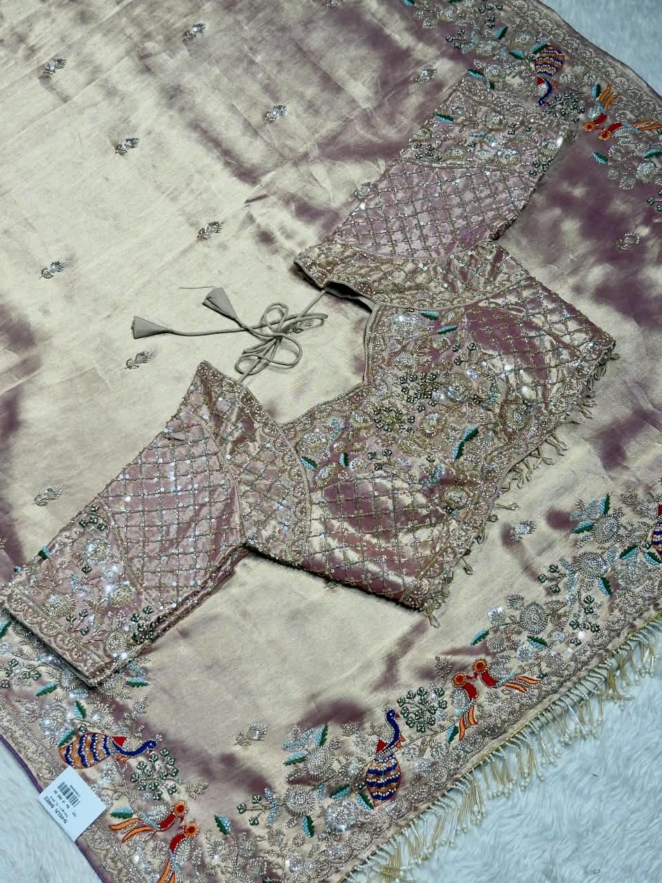 SHAGUN FASHION Exclusive Designer Silk Saree with Heavy Handwork Blouse & Peacock Motif Border