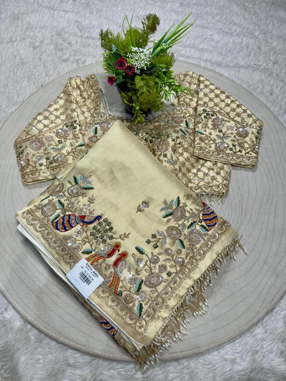 SHAGUN FASHION Exclusive Designer Silk Saree with Heavy Handwork Blouse & Peacock Motif Border