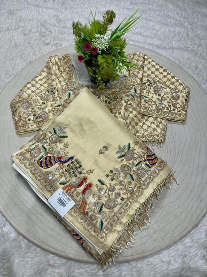 SHAGUN FASHION Exclusive Designer Silk Saree with Heavy Handwork Blouse & Peacock Motif Border