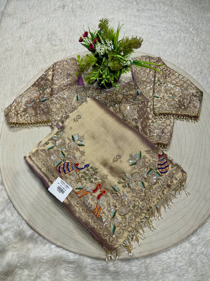 SHAGUN FASHION Exclusive Designer Silk Saree with Heavy Handwork Blouse & Peacock Motif Border