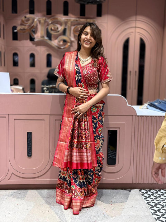 Patola Silk Saree with Elephant Motifs & Ikat Design | Traditional Festive Saree by SHAGUN FASHION