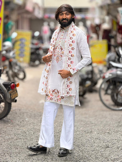 SHAGUN FASHION Premium Designer Hand-Embroidered Silk Kurta Set with Dupatta & Mirror Work