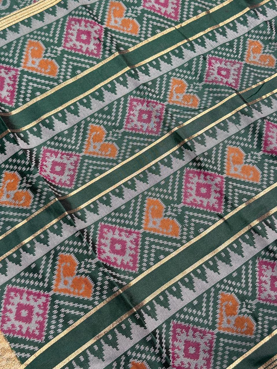 SHAGUN FASHION Exclusive Banglori Soft Silk Ikat Patola Saree with Rich Zari Weaving Pallu & Pearl Tassel Finish