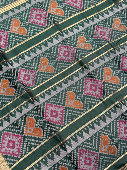 SHAGUN FASHION Exclusive Banglori Soft Silk Ikat Patola Saree with Rich Zari Weaving Pallu & Pearl Tassel Finish